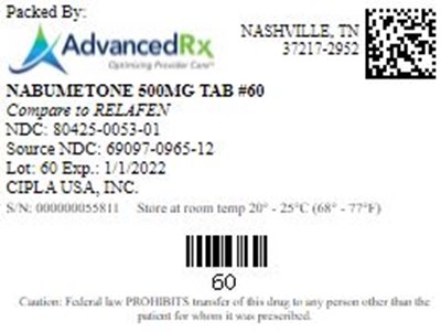 Nabumetone 500mg Tab Qty 60 Ndc 80425 0053